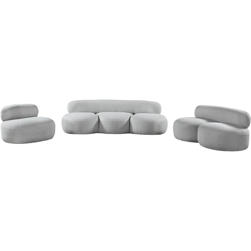 Bowery Hill Contemporary Rich Grey Boucle Durable Fabric Sofa