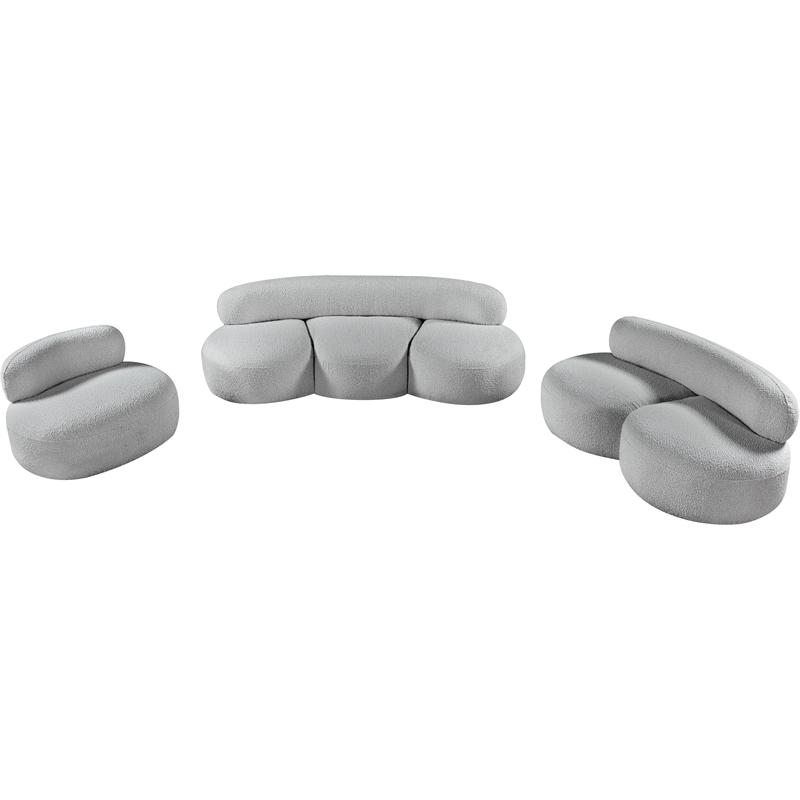 Bowery Hill Contemporary Rich Grey Boucle Durable Fabric Sofa