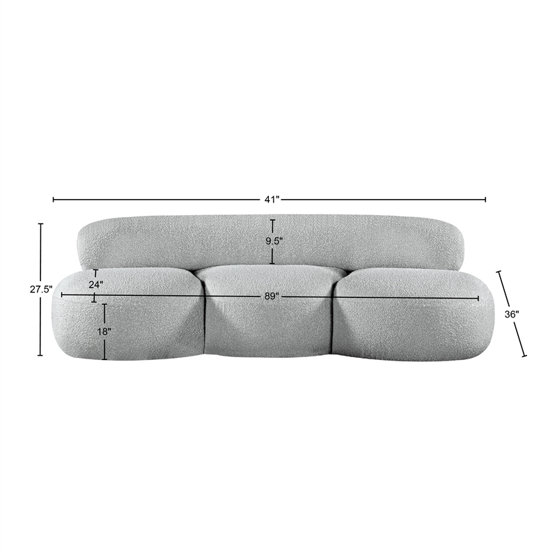 Bowery Hill Contemporary Rich Grey Boucle Durable Fabric Sofa