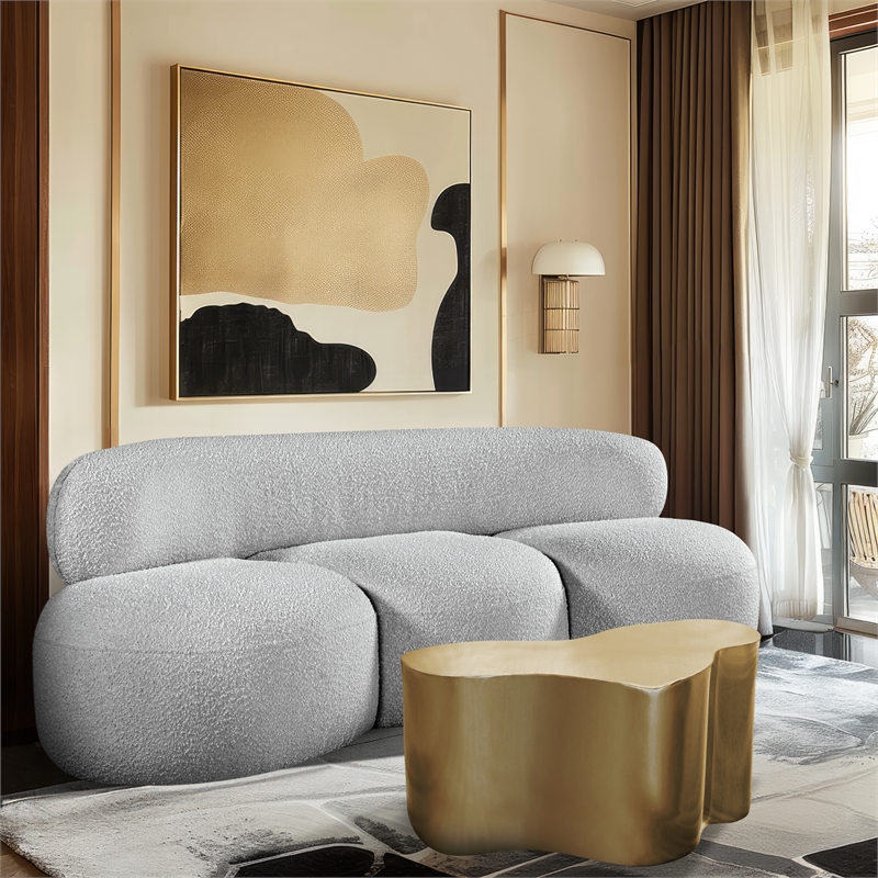 Bowery Hill Contemporary Rich Grey Boucle Durable Fabric Sofa