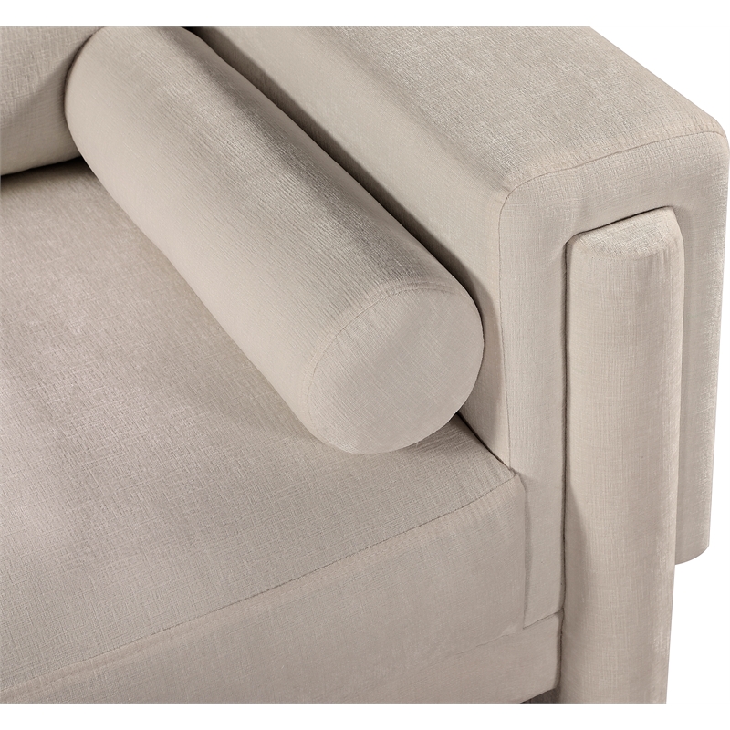 Bowery Hill Contemporary Rich Beige Chenille Durable Fabric Sofa