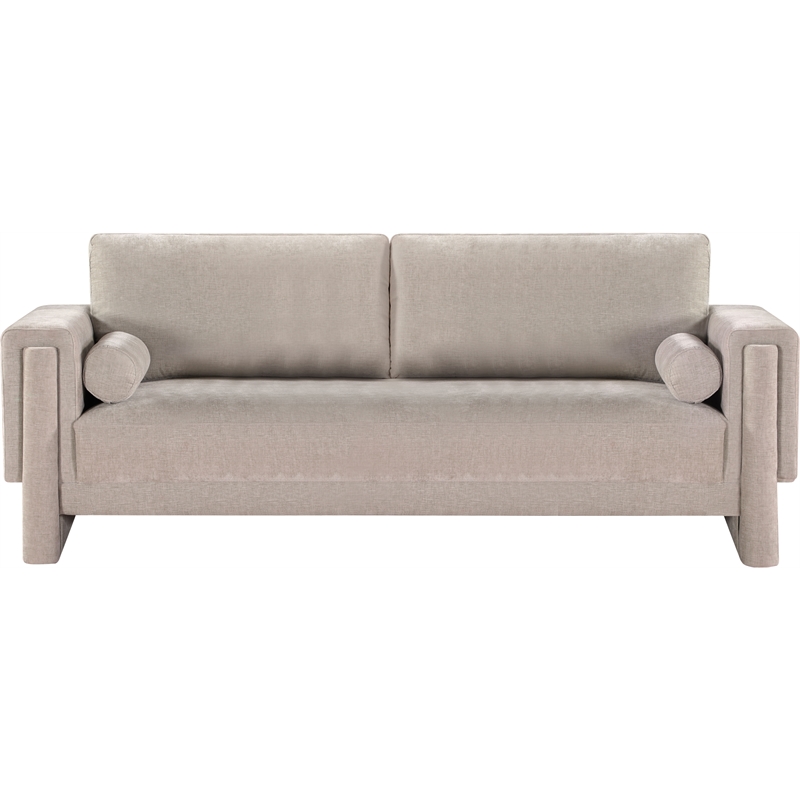 Bowery Hill Contemporary Rich Beige Chenille Durable Fabric Sofa