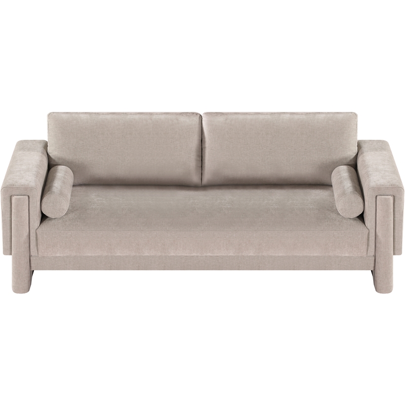 Bowery Hill Contemporary Rich Beige Chenille Durable Fabric Sofa