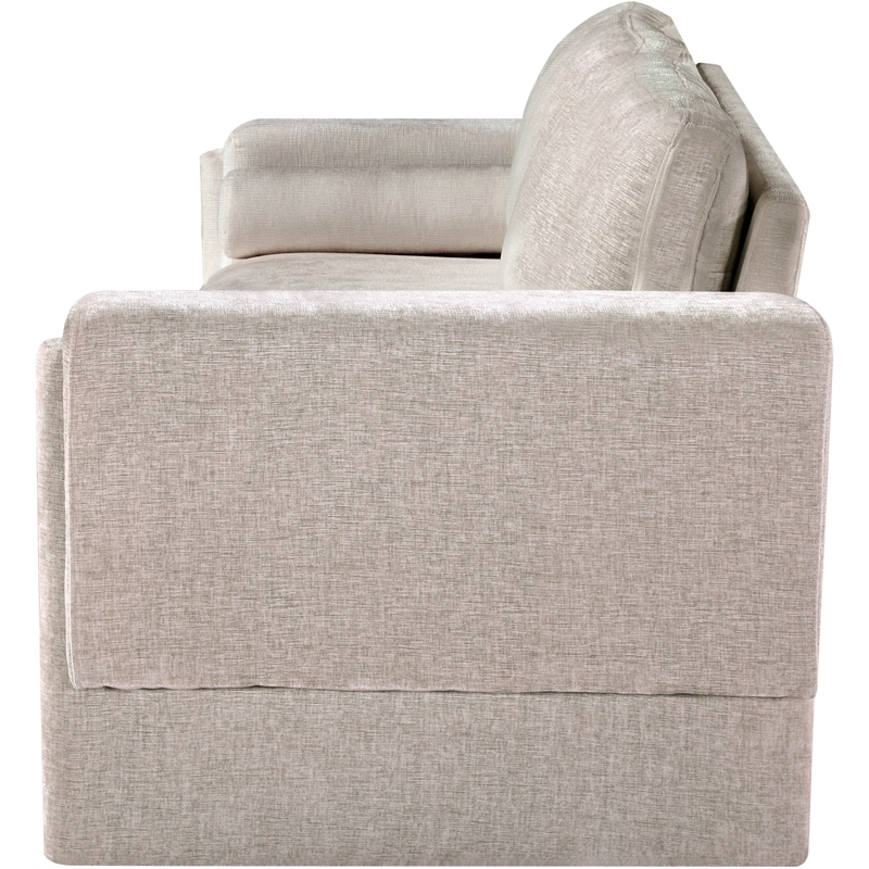 Bowery Hill Contemporary Rich Beige Chenille Durable Fabric Sofa