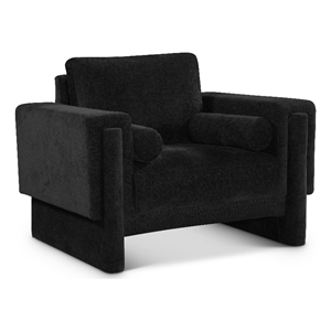Bowery Hill Contemporary Rich Black Chenille Durable Fabric Chair