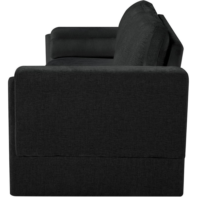 Bowery Hill Contemporary Rich Black Chenille Durable Fabric Sofa