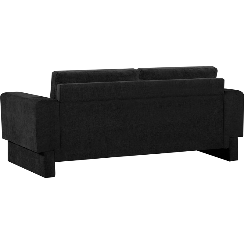 Bowery Hill Contemporary Rich Black Chenille Durable Fabric Sofa
