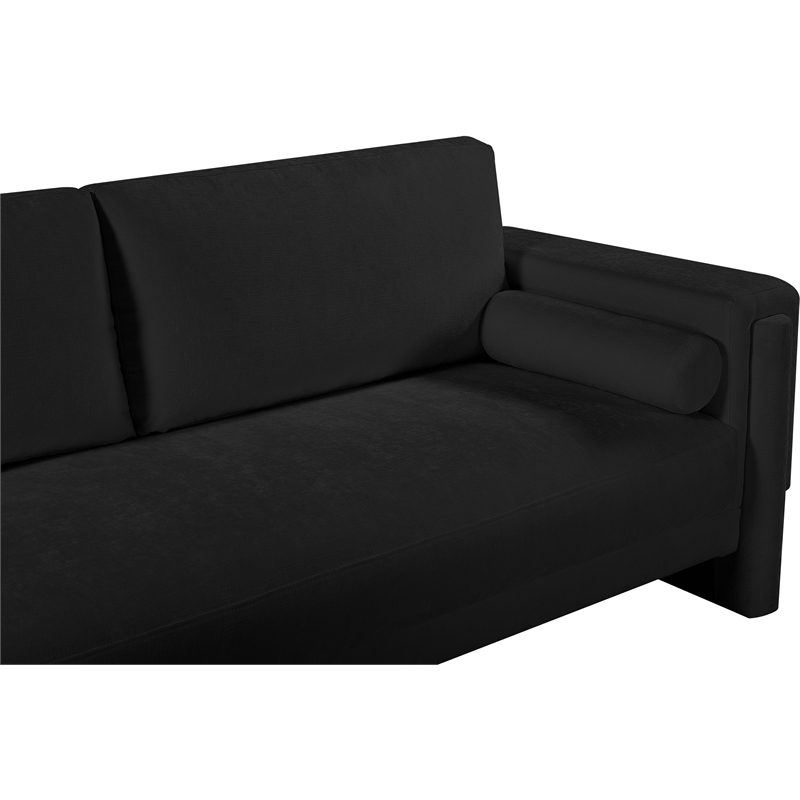 Bowery Hill Contemporary Rich Black Chenille Durable Fabric Sofa