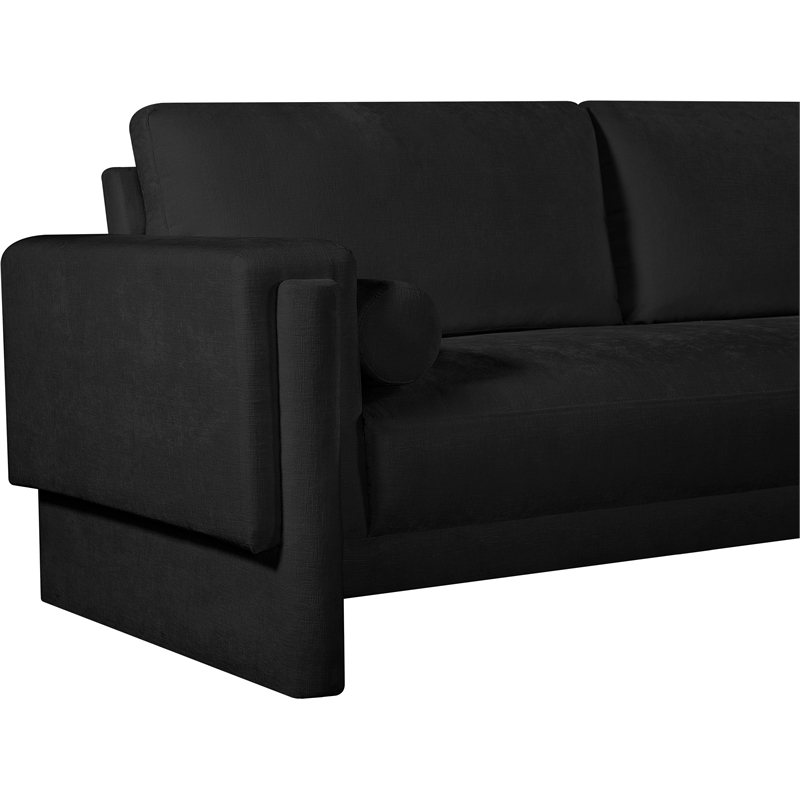 Bowery Hill Contemporary Rich Black Chenille Durable Fabric Sofa