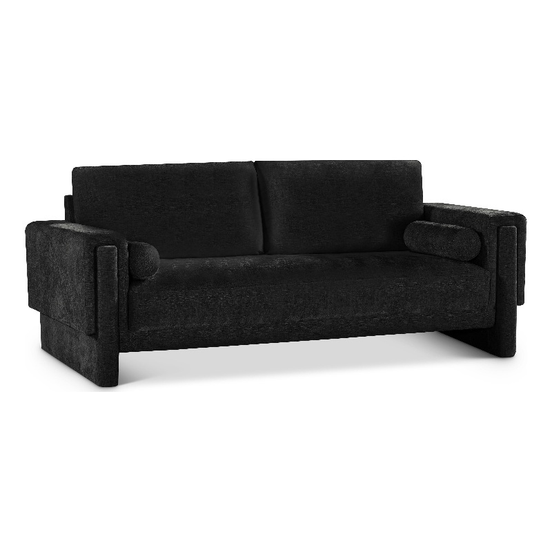 Bowery Hill Contemporary Rich Black Chenille Durable Fabric Sofa