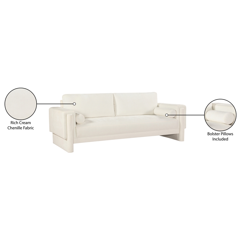 Bowery Hill Contemporary Rich Cream Chenille Durable Fabric Sofa