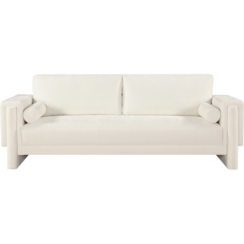 Bowery Hill Contemporary Rich Cream Chenille Durable Fabric Sofa