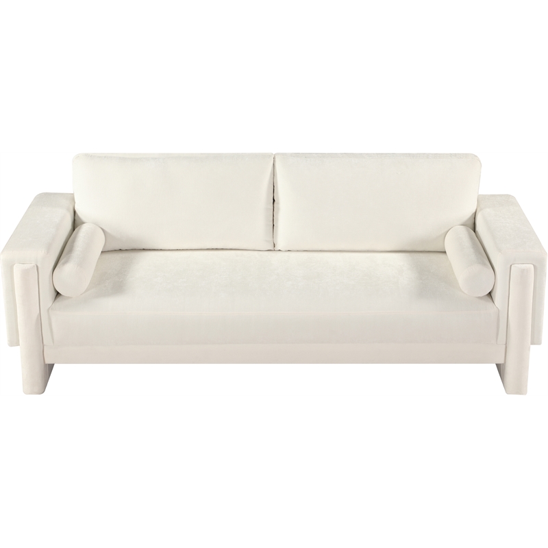 Bowery Hill Contemporary Rich Cream Chenille Durable Fabric Sofa