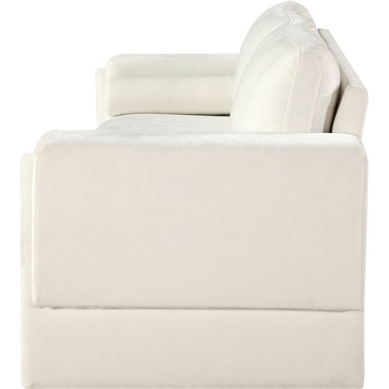 Bowery Hill Contemporary Rich Cream Chenille Durable Fabric Sofa