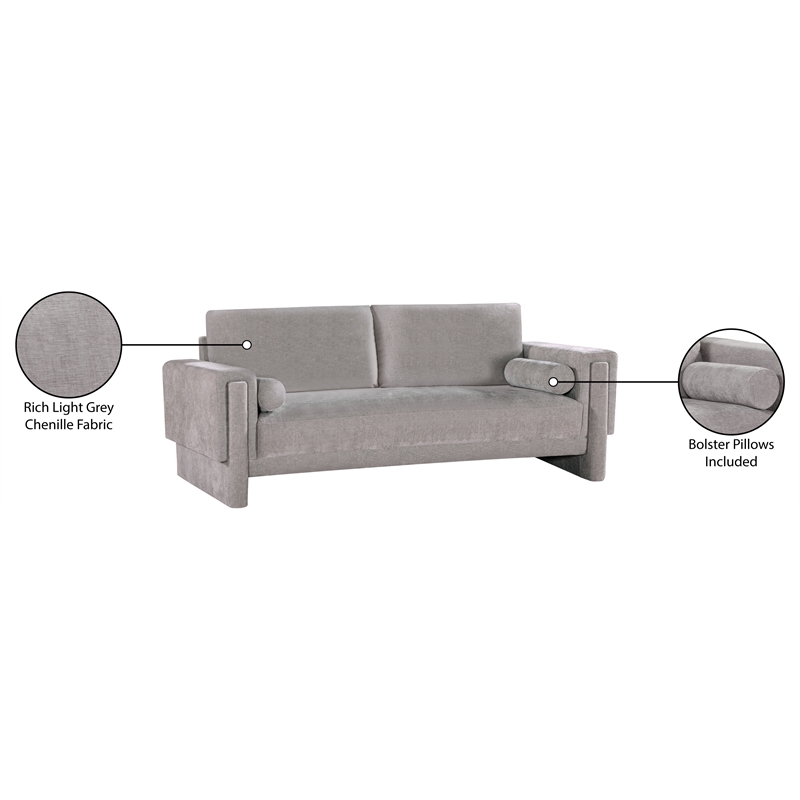 Bowery Hill Contemporary Rich Grey Chenille Durable Fabric Sofa