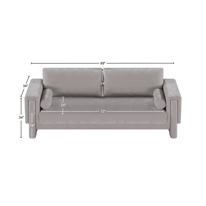 Bowery Hill Contemporary Rich Grey Chenille Durable Fabric Sofa