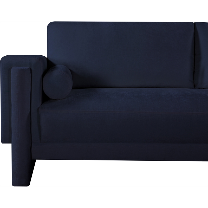 Bowery Hill Contemporary Rich Navy Chenille Durable Fabric Sofa