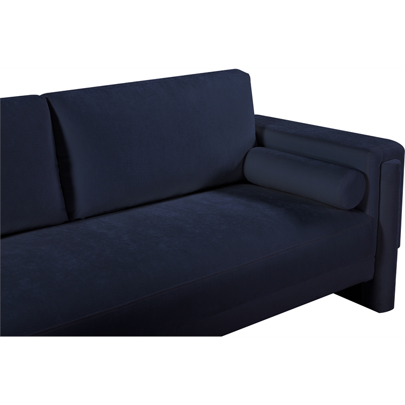 Bowery Hill Contemporary Rich Navy Chenille Durable Fabric Sofa