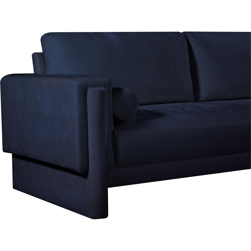 Bowery Hill Contemporary Rich Navy Chenille Durable Fabric Sofa
