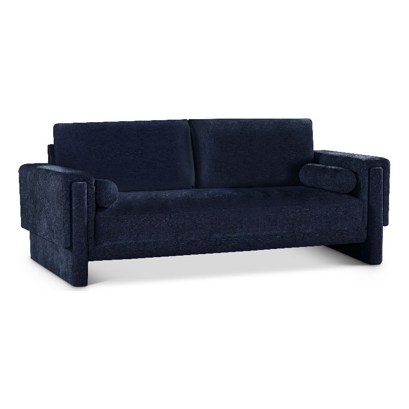 Bowery Hill Contemporary Rich Navy Chenille Durable Fabric Sofa