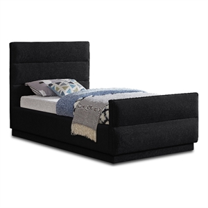 Bowery Hill Contemporary Channel Tufted Black Chenille Fabric Twin Bed