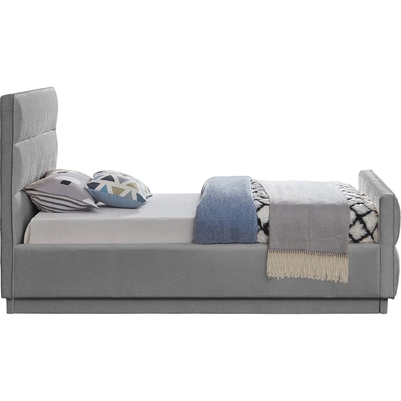Bowery Hill Contemporary Channel Tufted Grey Chenille Fabric Twin Bed