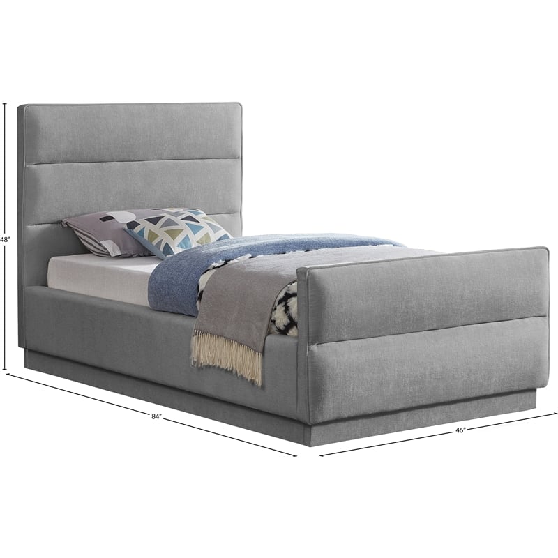 Bowery Hill Contemporary Channel Tufted Grey Chenille Fabric Twin Bed