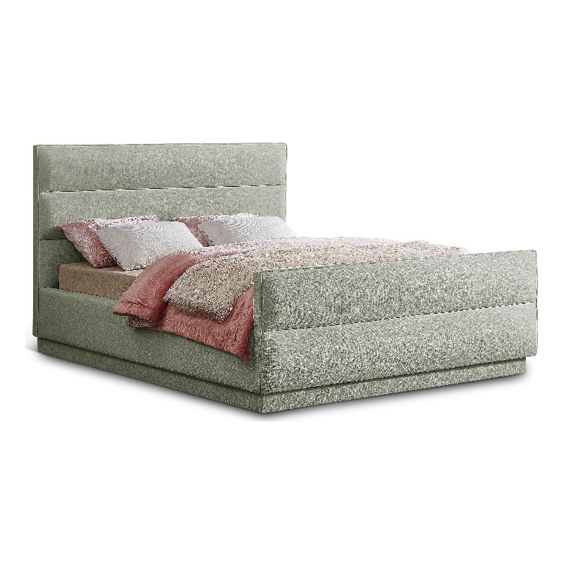 Bowery Hill Contemporary Channel Tufted Mint Chenille Fabric King Bed