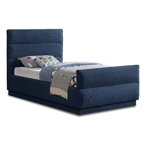 Bowery Hill Contemporary Channel Tufted Navy Chenille Fabric Twin Bed
