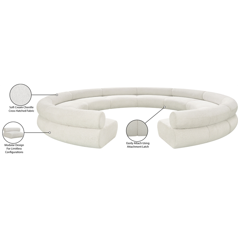 Bowery Hill Contemporary Soft Cream Chenille Fabric Modular Sofa