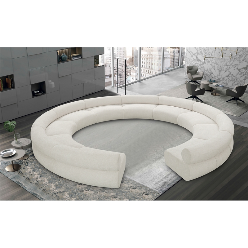 Bowery Hill Contemporary Soft Cream Chenille Fabric Modular Sofa