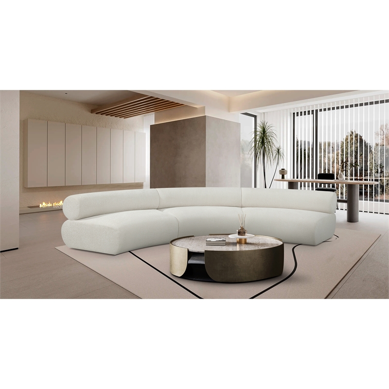 Bowery Hill Contemporary Soft Cream Chenille Fabric Modular Sofa