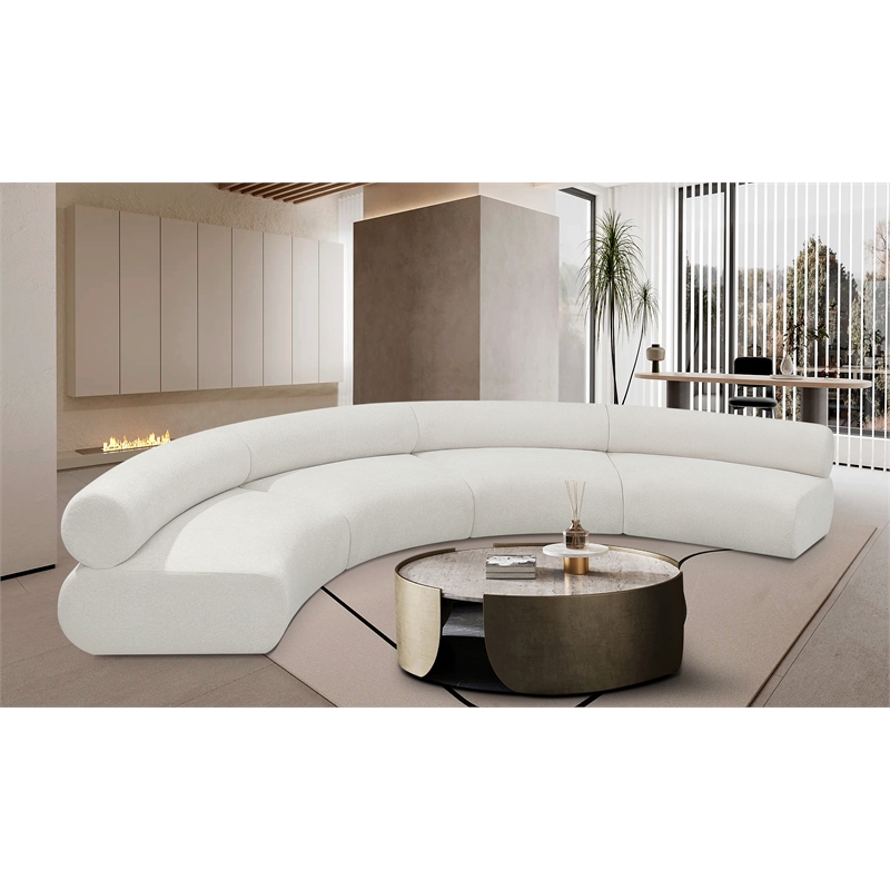 Bowery Hill Contemporary Soft Cream Chenille Fabric Modular Sofa