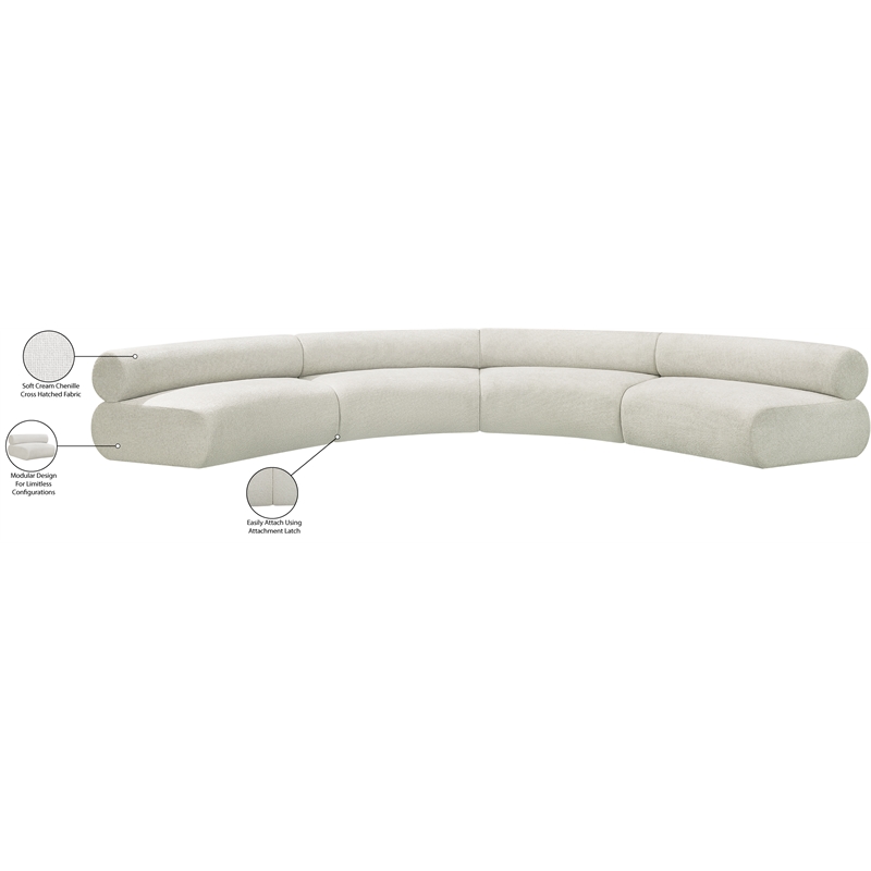 Bowery Hill Contemporary Soft Cream Chenille Fabric Modular Sofa