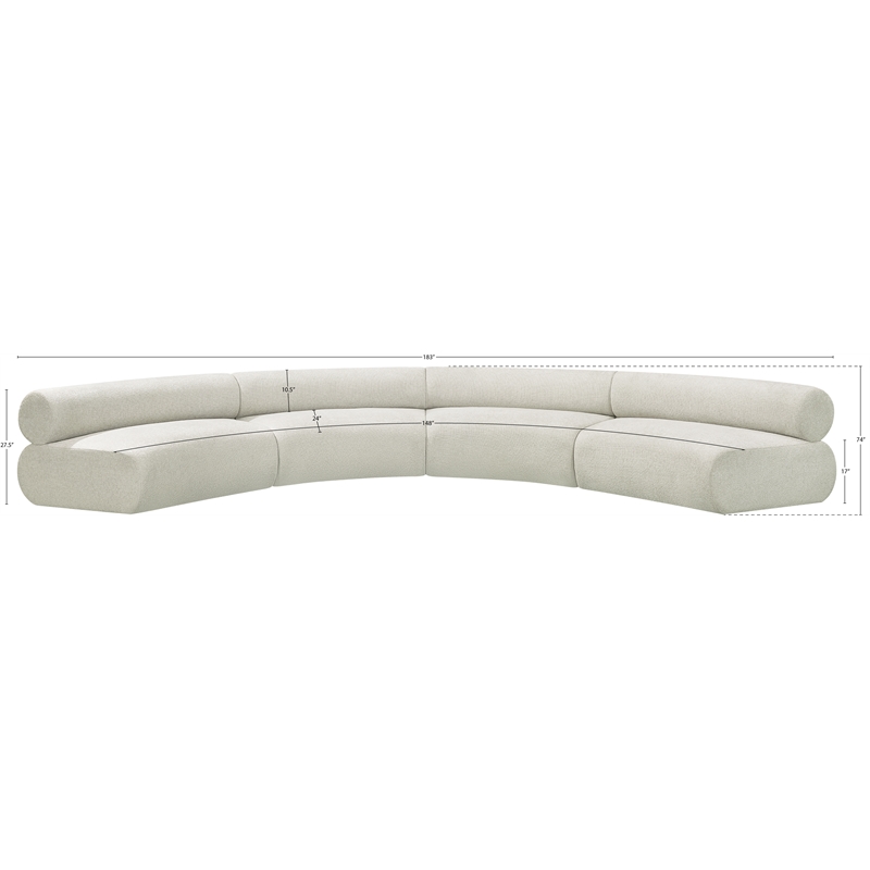 Bowery Hill Contemporary Soft Cream Chenille Fabric Modular Sofa