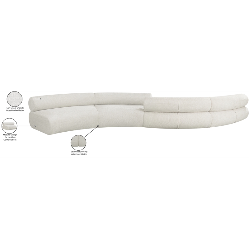 Bowery Hill Contemporary Soft Cream Chenille Fabric Modular Sofa