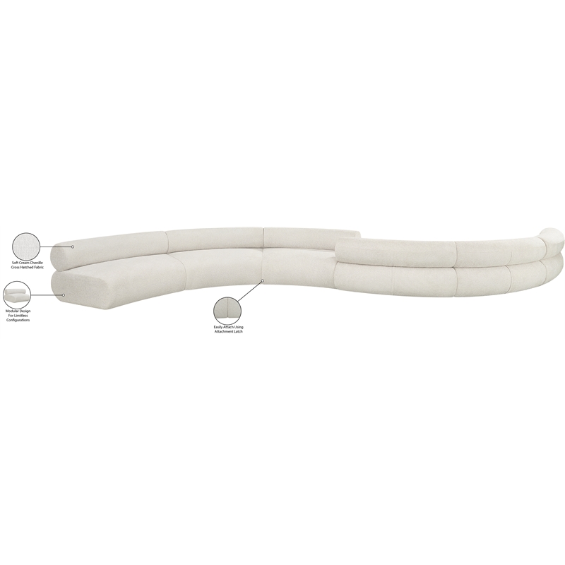 Bowery Hill Contemporary Soft Cream Chenille Fabric Modular Sofa