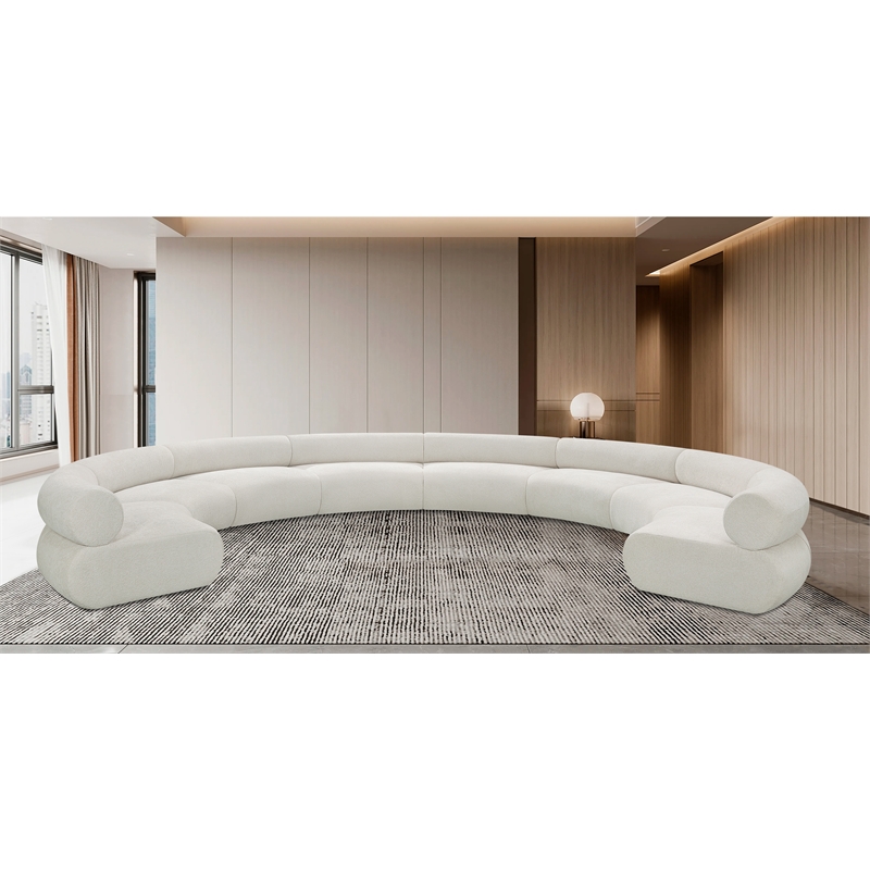 Bowery Hill Contemporary Soft Cream Chenille Fabric Modular Sofa