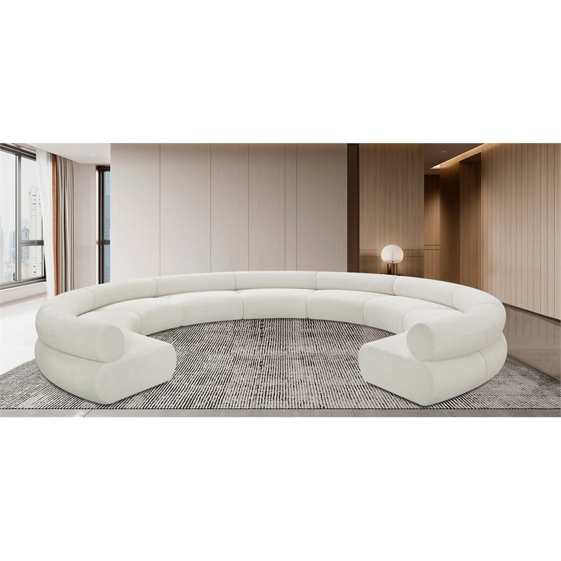 Bowery Hill Contemporary Soft Cream Chenille Fabric Modular Sofa