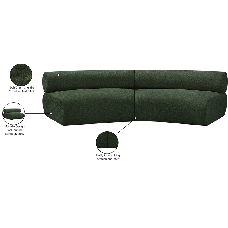Bowery Hill Contemporary Soft Green Chenille Fabric Modular Sofa