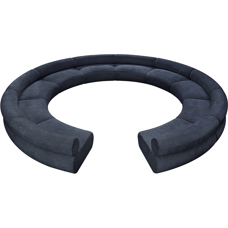 Bowery Hill Contemporary Soft Navy Chenille Fabric Modular Sofa