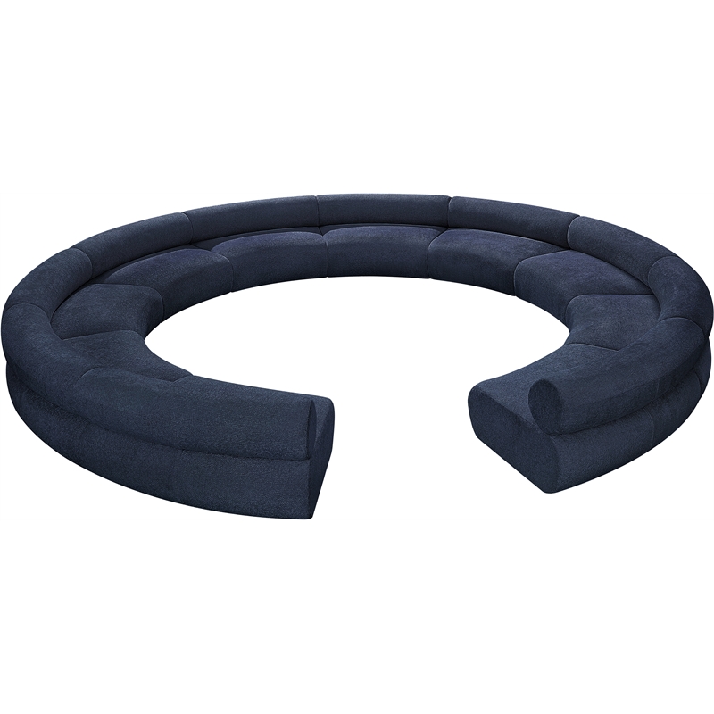 Bowery Hill Contemporary Soft Navy Chenille Fabric Modular Sofa