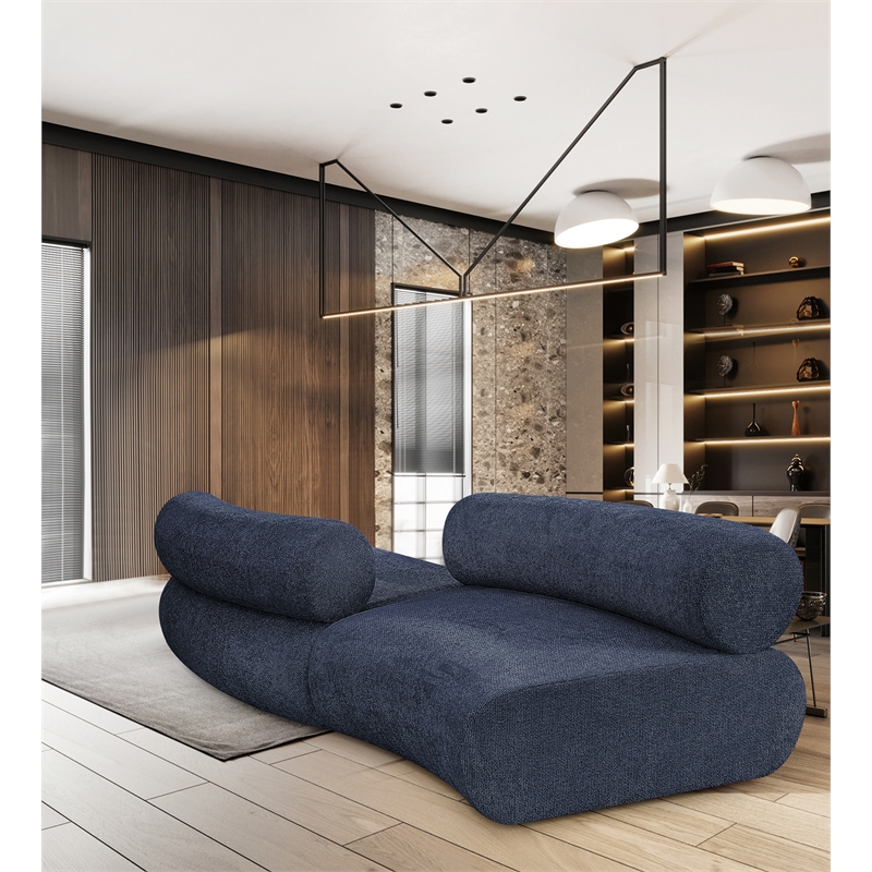 Bowery Hill Contemporary Soft Navy Chenille Fabric Modular Sofa