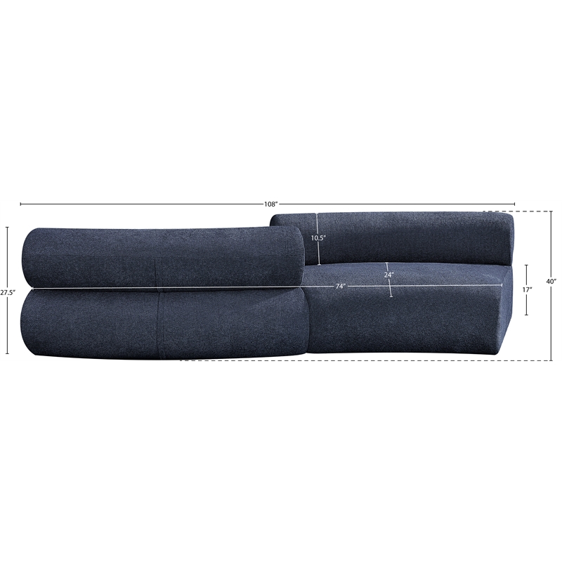 Bowery Hill Contemporary Soft Navy Chenille Fabric Modular Sofa