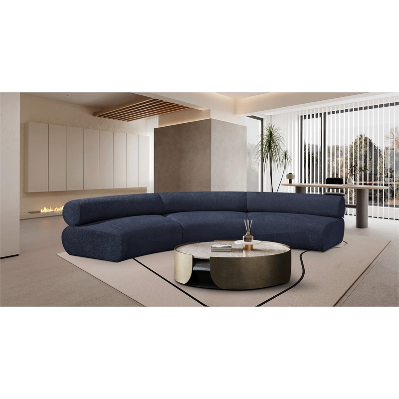 Bowery Hill Contemporary Soft Navy Chenille Fabric Modular Sofa