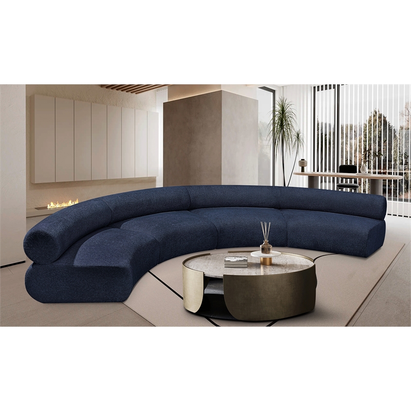 Bowery Hill Contemporary Soft Navy Chenille Fabric Modular Sofa