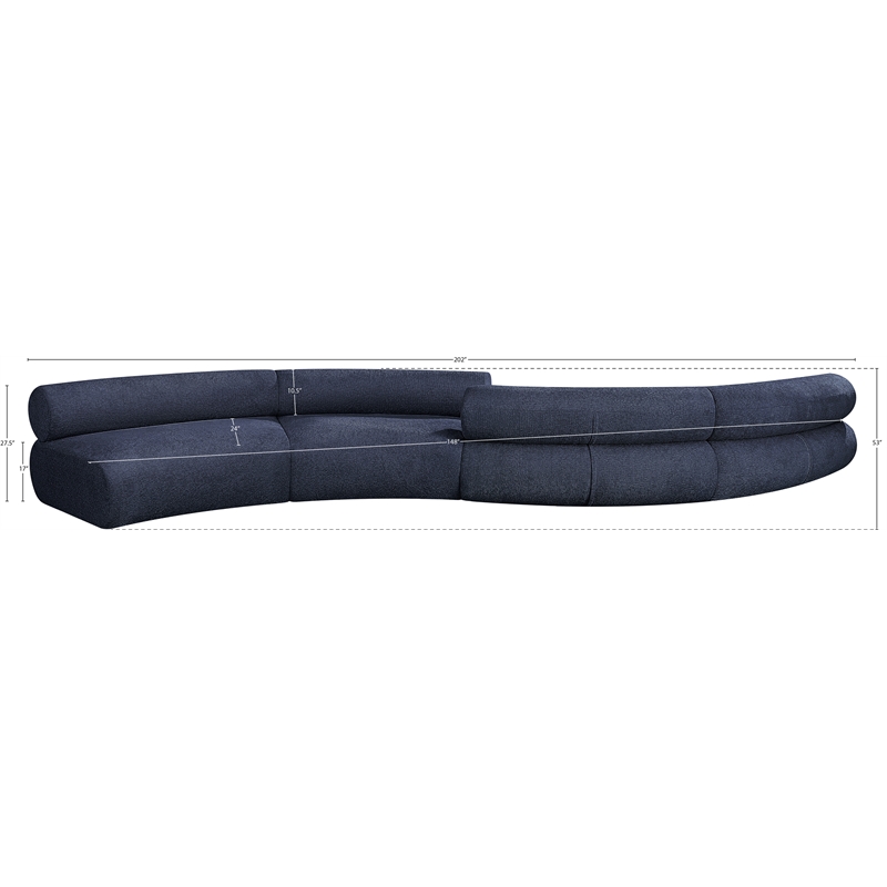 Bowery Hill Contemporary Soft Navy Chenille Fabric Modular Sofa