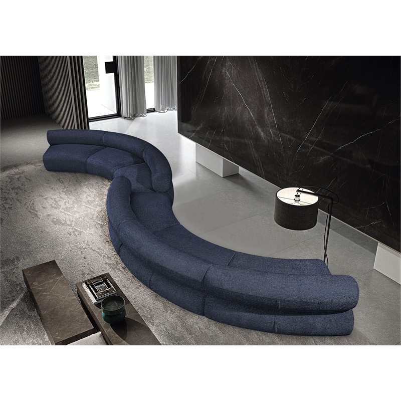 Bowery Hill Contemporary Soft Navy Chenille Fabric Modular Sofa