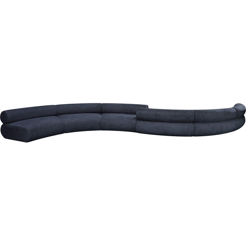 Bowery Hill Contemporary Soft Navy Chenille Fabric Modular Sofa