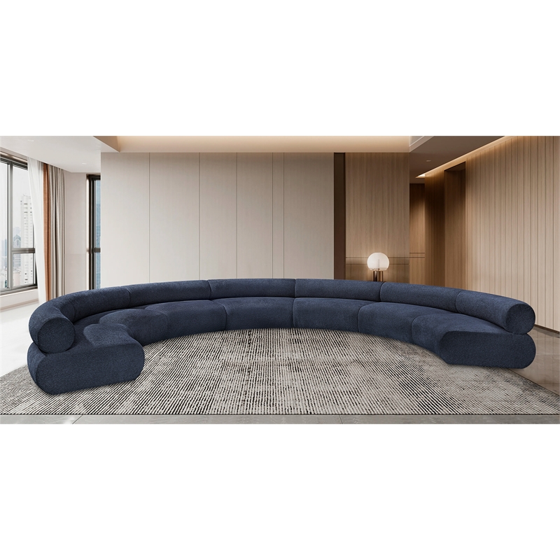 Bowery Hill Contemporary Soft Navy Chenille Fabric Modular Sofa